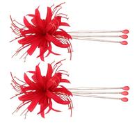COOPHYA Hair Clip for Wedding and Special Occasion Practical Headdress Red Tassel 1 Pair Elegant Traditional Chinese Design Hairpin with Cloth and Materials for Brides
