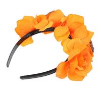COOPHYA Halloween Headband with Orange Rose and Skeleton Claw Design, Plastic and Cloth Material, Easy to Store and Fade-resistant Hair Accessory for Halloween Party and Photo with Family