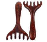 COOPHYA Head Scratcher Long Massager Six-Claw 2pcs Scalp Wood Wooden Massage Handle Brown Portable Tool for Office Travel Office Workers