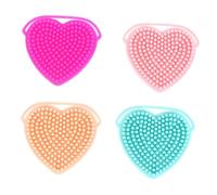 COOPHYA Heart Shape Silicone Face and Hair Brush Set 4 Pieces Dual-Sided Manual Massage Tool for Skin Cleansing and Relaxation