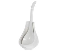 COOPHYA Heavy Duty Ceramic Soup Ladle with Spoon Rest Stand for Kitchen Utensil Organization and Asian Soup Serving