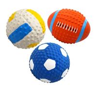 COOPHYA Latex Dog Chew Ball Special Rugby and Soccer Style 3pcs for Teeth Cleaning and Playing Interactive Pet for Dogs, Sturdy Puppy Teething for Outdoor Fun