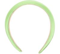 COOPHYA Light Green Padded Headband Silk Satin Head Band 1.5cm Wide Lightweight Nonslip Fabric Hairband for Women Daily Wearing Stylish Hair Accessory
