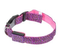 COOPHYA Light up Necklace and Visible LED Adjustable Dog Collar in Purple Nylon Comfortable to Prevent Dogs being Lost the Dark the Dark for Everyday Walking and Training