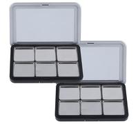 COOPHYA Matte Black Magnetic 2pcs Empty Eyeshadow Palette Set with 6 Compartments Refillable Blush Organizer Cosmetic Storage Box for Makeup Supplies