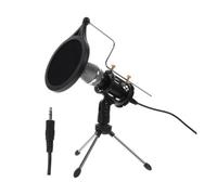 COOPHYA Microphone for Live Broadcast Mic with Tripod Heart-shaped Condenser Microphone Black Abs Electronic Components Suitable for Karaoke Apps and Musical Instrument Play for Computer