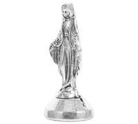 COOPHYA Mini Mother Mary Figurine Small Blessed Virgin Statue in Silver Zinc Alloy for Catholic Home Decor and Religious Ornaments Intricate Details and Symbol of Faith