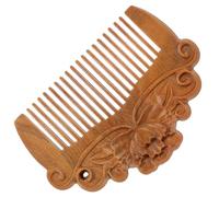 COOPHYA Mini Wooden Comb 3.15 Inch Portable Hair Styling Tool with Peony Pattern Handmade for Women’S Daily Hair Care