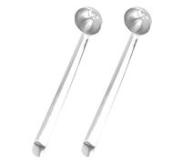 COOPHYA Olive Spoon and Long Handle 2pcs with Drain Hole Stainless Steel Slotted Cherry Spoon for Serving Olives and Pickles, for Home and Catering Use