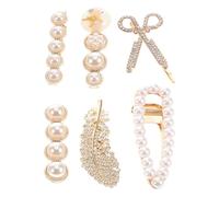 COOPHYA Pearl Hair Styling Clips 6Pcs Mixed Design Metal Rhinestone Hairpins for Women Work School and Holiday Accessories