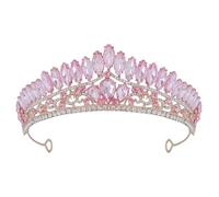 COOPHYA Pink Rhinestone Crown for Women, Comfortable and Light Zinc Alloy Wedding Headpiece Unique Design, Multi-occasion Application Including Party and Bridal Events