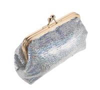COOPHYA Pleated Cosmetic Bag Kiss Lock Closure Portable Pouch for Lipstick Storage Small Makeup Pouches for Women Travel Make up Case Coin Change Card Pencil Pen Ruler Bag Sky