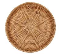 COOPHYA Rattan Serving Tray with Handles Sturdy Hand Woven Basket for Versatile Storage and Kitchen Shelf Organisation Rustic Elegant Design