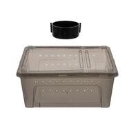COOPHYA Reptile Breeding Terrarium Box Set 2 Pieces Black Plastic Cage for Turtles Geckos Lizards Arachnids Snakes with Ventilation Suitable for Pet Reptile Habitat