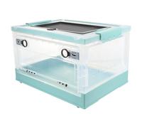 COOPHYA Reptile Feeding Box with Wheels - Portable Reptiles Breeding Enclosure Cage - Transparent Amphibians Habitat Terrarium Tank for Lizard, Bearded Dragon Blue