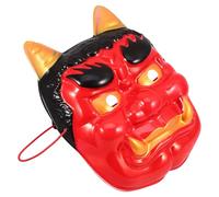 COOPHYA Samurai and Intricate Unique Japanese Design Craftsmanship Japanese Demon Red Pvc Half Halloween Decoration for Cosplay Party