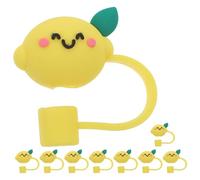 COOPHYA Silicone Straw Caps Convenient to Use Yellow 10pcs with Adorable Shape Reusable Straw Covers and Decorative for Parties and Everyday Drinking Accessories