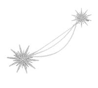 COOPHYA Silver Alloy Crystal Brooch Pin with Chain Tassel, Star-shaped Decorative and Arrangeable Brooch for Women, Elegant Jewelry Accessory Suitable for Proms and Celebrations