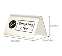 COOPHYA Smoking Area Sign Board Stainless Steel Tent-shaped Beige Indoor Table Sign Sturdy Rust-resistant Practical for Public Places Where Smoking Is Allowed