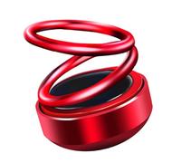 COOPHYA Solar Powered Car Air Freshener with Rotating Double Ring Shape, Alloy Aromatherapy Ornament for Vehicle Dashboard, No Battery Required, Red Colour, Creative Design for Car