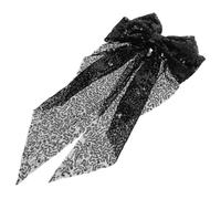 COOPHYA Sparkling Sequin Bow Hair Clip for Women Large Black Bow Hair Accessory with High Ponytail Design for Wedding Or Party