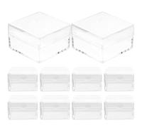 COOPHYA Specimen Showcase Box 10Pcs Square Plastic Storage Containers Drop-Resistant Mineral Display for Craft and Office