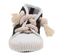 COOPHYA Squeaky Dog Chew Shoe Shape Interactive Pet Teething for Teeth Cleaning and Dental Health Canvas Material for Aggressive Chewers Black High-top Design