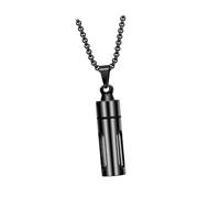 COOPHYA Stainless Steel Aroma Necklace Perfume Bottle Pendant with Chain Refillable Black Scent Vial Neck Decor for Women Jewelry