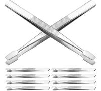 COOPHYA Stamp Tweezers Stainless Steel Flat Head 10 Pcs Easy to Clean Surface for Jewelry Crafting and Hobby Use