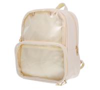 COOPHYA Stylish Beige Jelly Backpack for Teen Boys Transparent School Bag Adjustable Straps Lightweight Fashionable Daypack for Teens