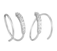 COOPHYA Swirl Zircon Hoop Earrings for Women Silver Tone Elegant Ear Accessory Handcrafted Lightweight Ear Decoration for Festival Daily Wear