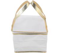 COOPHYA Thermal Insulation Food Bag 6-Inch White with Gold Trim Handheld Cake Storage Tote Pizza Insulation Cooler Bag for Seafood Preservation and Picnic Use