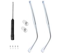 COOPHYA Universal Replacement Metal Glasses Arm Legs Repair Kit, Crystal Blue Flat Teeth Temples, 1 Pair Eyeglass Legs for Broken Frame Fixing