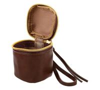 COOPHYA Vintage PU Mini Cosmetic Pouch with Zipper Oil Wax Leather Travel Makeup Organizer Bag for Lipstick Coins Jewelry Small Items Retro Style Change Wallet for Women