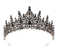 COOPHYA Vintage Ribbon Black with Rhinestone Or Wedding for Headband and Bride Zinc Alloy, Leaf-shaped Floral, Design Fixable with Pin for Thanksgiving and Birthdays Bridal Suitable