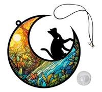 COOPHYA Wall Moon Cat Hanging Decor 3d Acrylic Pendant Delicate Cat Moon Shape Not Easy to Break Fine and Beautiful Workmanship Good Decorative Effect for Office and Living Room Window