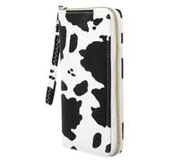 COOPHYA Women Cow Print Wallet Multi Compartment Design Zipper Closure Compact for Daily Use Travel Essentials Genuine Leather Material