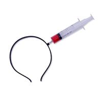 Cooplay Spoofing Horror Costumes Zombie Toy Props Hair Accessories Hair Bands Head Beheaded Axe Prank for Halloween Party (Syringe)