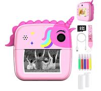 Kids Camera for Girls Boys,COOPOY Instant Camera for Kids with 32GB SD Card 1080P HD Digital Camera with Print Photo Paper, Birthday Gifts Toy for 3-12 Year Old 5 Colour Pens (Pink)