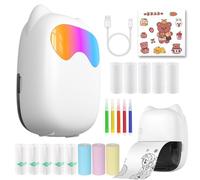 COOPOY Mini Pocket Printer, Bluetooth Smart Sticker with 13 Rolls Paper,Mini Study Thermal Printer,Photo Printer Phone with Cartoon Stickers and Watercolor Pen,Gift for Kids