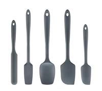 Cooptop 5 Piece Silicone Spatula Set - Rubber Spatula - Heat Resistant Baking Spoon & Spatulas - Pro Grade Non-stick Silicone with Steel Core (Dark Grey)