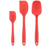 Cooptop Silicone Spatula Set - Rubber Spatula - Heat Resistant Baking Spoon & Spatulas - Pro Grade Non-stick Silicone with Steel Core (Red)