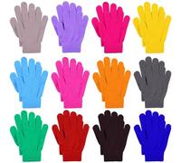 Cooraby 12 Pairs Kid's Winter Magic Gloves Children Stretchy Warm Magic Gloves Boys or Girls Knit Gloves (Mixed color 2)