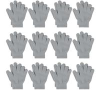 Cooraby 12 Pairs Kid's Winter Magic Gloves - Stretchy, Warm, Knit Gloves for Boys or Girls (Dark Gray)
