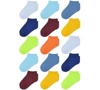 Cooraby 15 Pack Kids' Half Cushion Low Cut Athletic Ankle Socks - Boys Girls Ankle Socks-Black White Gray Trainer Socks - for 2-10 Years Boys Girls School Short Socks