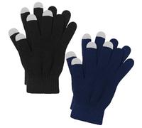 Cooraby 2 Pairs Men or Women's Winter Touch Screen Magic Gloves Warm Knit Gloves Typing Texting Gloves (Black, Navy, L)