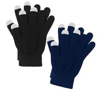 Cooraby 2 Pairs Men or Women's Winter Touch Screen Magic Gloves Warm Knit Gloves Typing Texting Gloves (Black, Navy, Small)