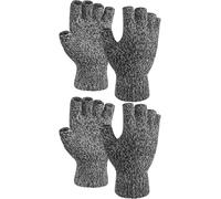 COORABY 2 Pairs Thickened Cashmere Warm Half Finger Gloves Winter Knitted Fingerless Gloves for Men and Women
