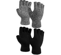 COORABY 2 Pairs Thickened Cashmere Warm Half Finger Gloves Winter Knitted Fingerless Gloves for Men and Women