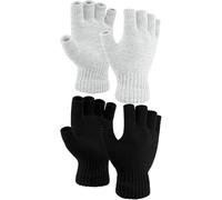 COORABY 2 Pairs Thickened Cashmere Warm Half Finger Gloves Winter Knitted Fingerless Gloves for Men and Women